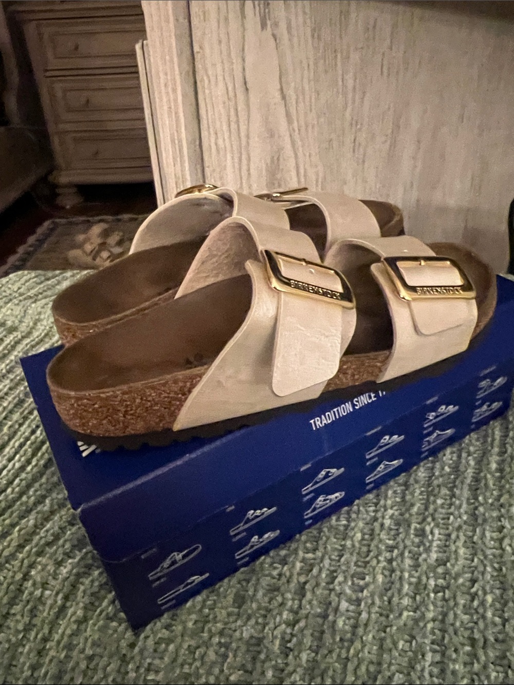 Birkenstock Womens Metallic Light 
Gold Two-Strap Sandal - Picture 8 of 8